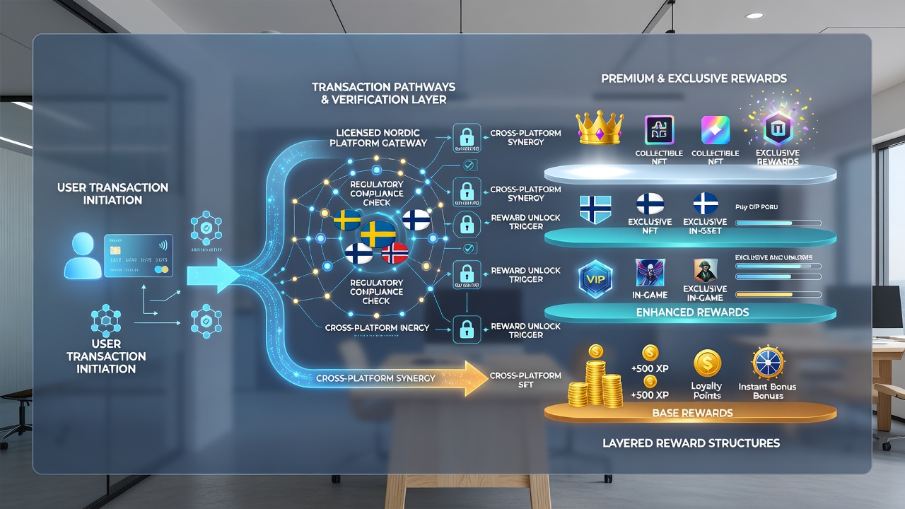 Infographic detailing layered reward structures linked to different transaction methods in Nordic markets